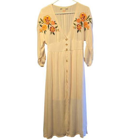 Flying Tomato Dresses & Skirts - Flying Tomato embroidered gauze midi dress size small Boho